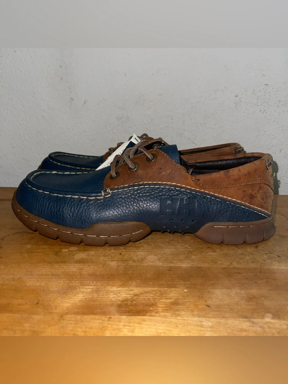 Helly Hansen Blue Brown Moc Toe Driving Deck Boat Oxford Lace up Shoe Sz US 11